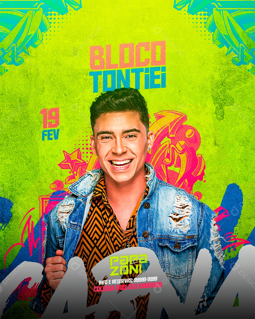 Flyer Carnaval Japãozin Bloco Tontiei Social Media PSD Editável