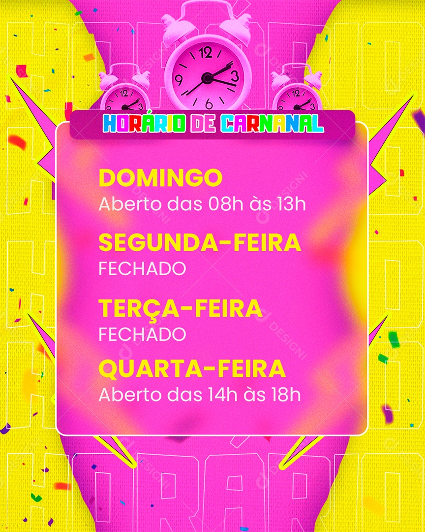Horário de Carnaval Social Media PSD Editável