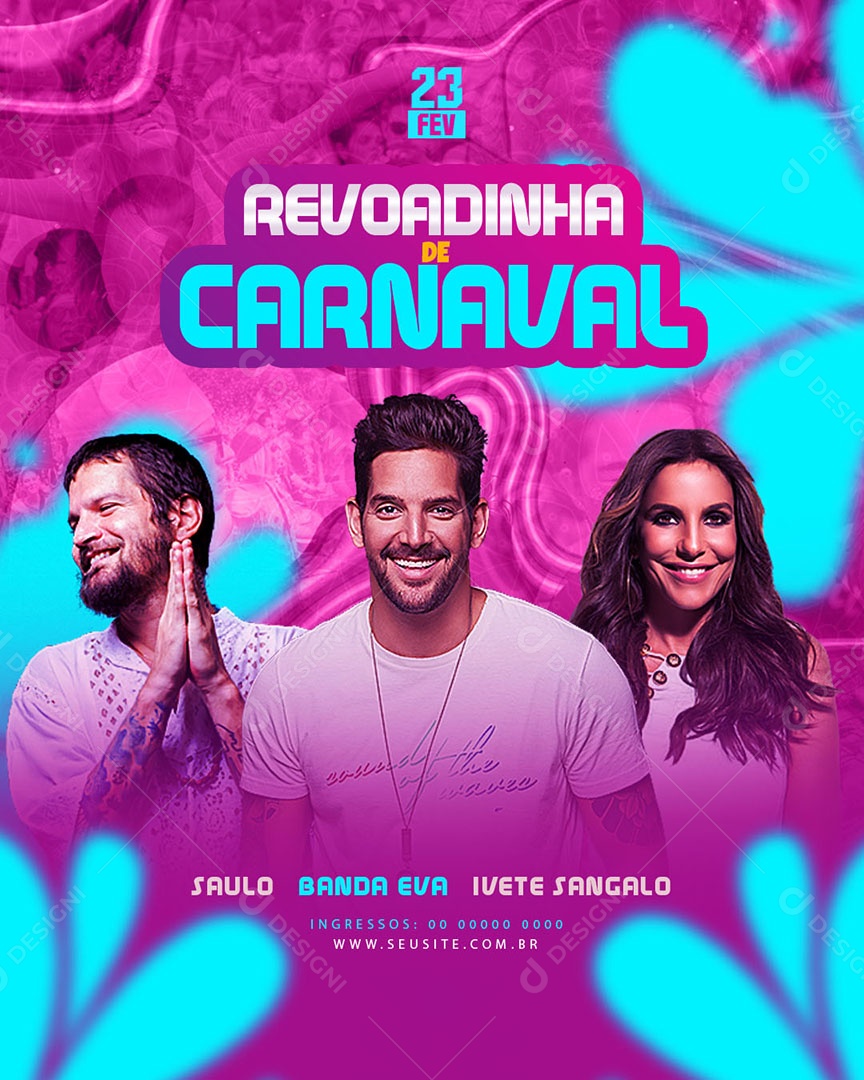 Flyer Revoadinha de Reggae Saulo Banda Eva Ivete Sangalo Social Media PSD Editável