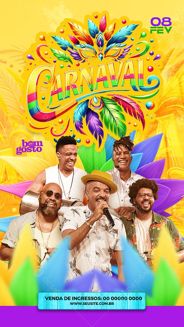 Flyer Story Carnaval Bom Gosto Social Media PSD Editável
