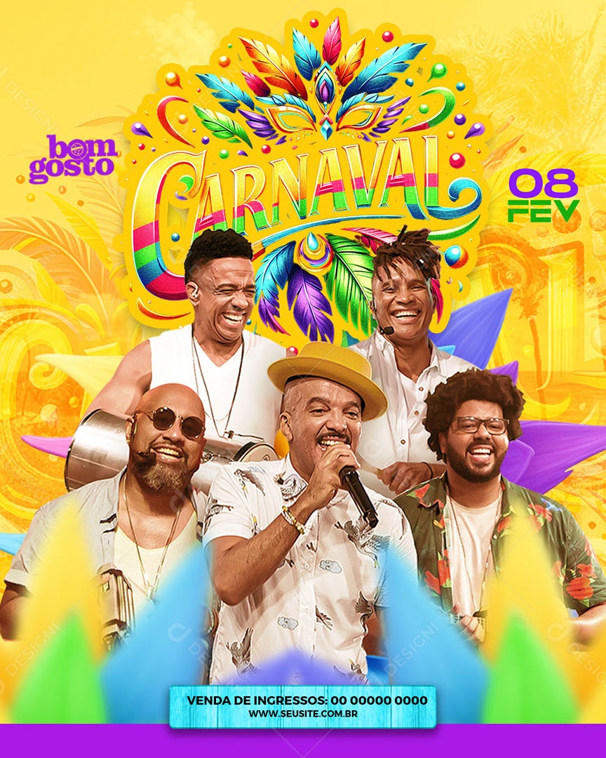 Flyer Carnaval Bom Gosto Social Media PSD Editável