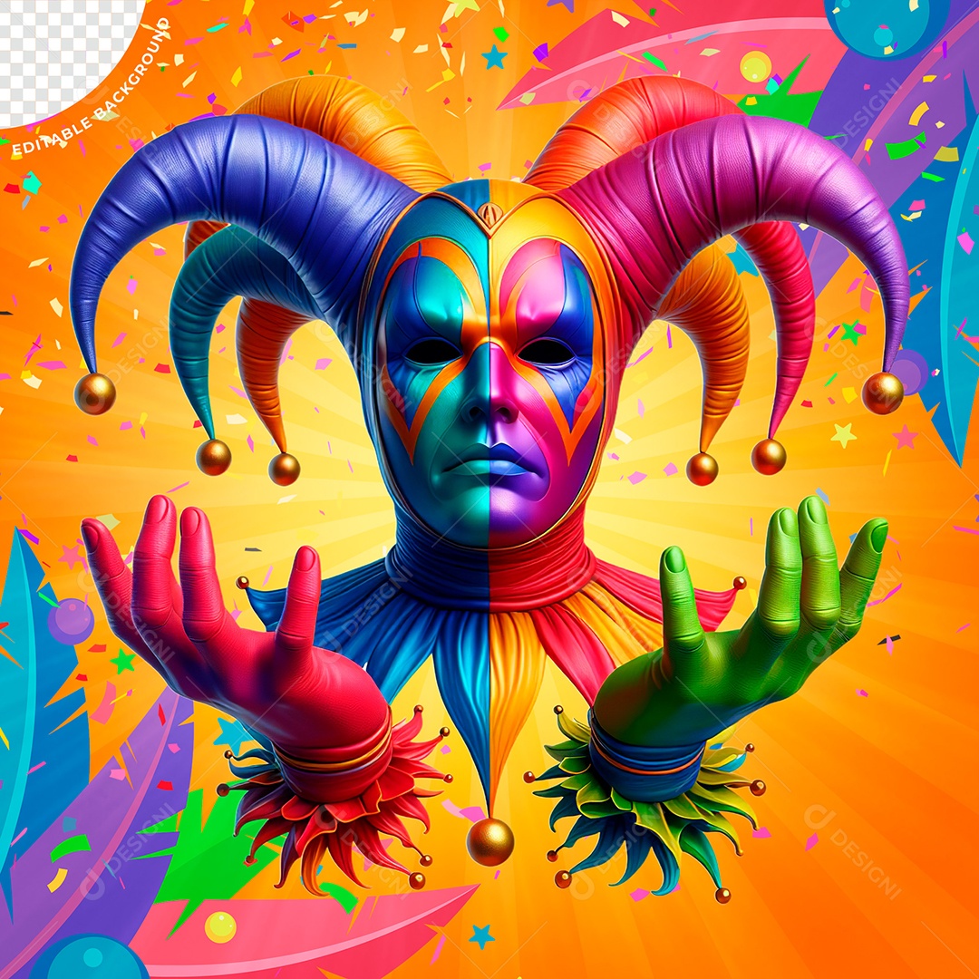 Bobo de Carnaval Elemento 3D para Composição PSD