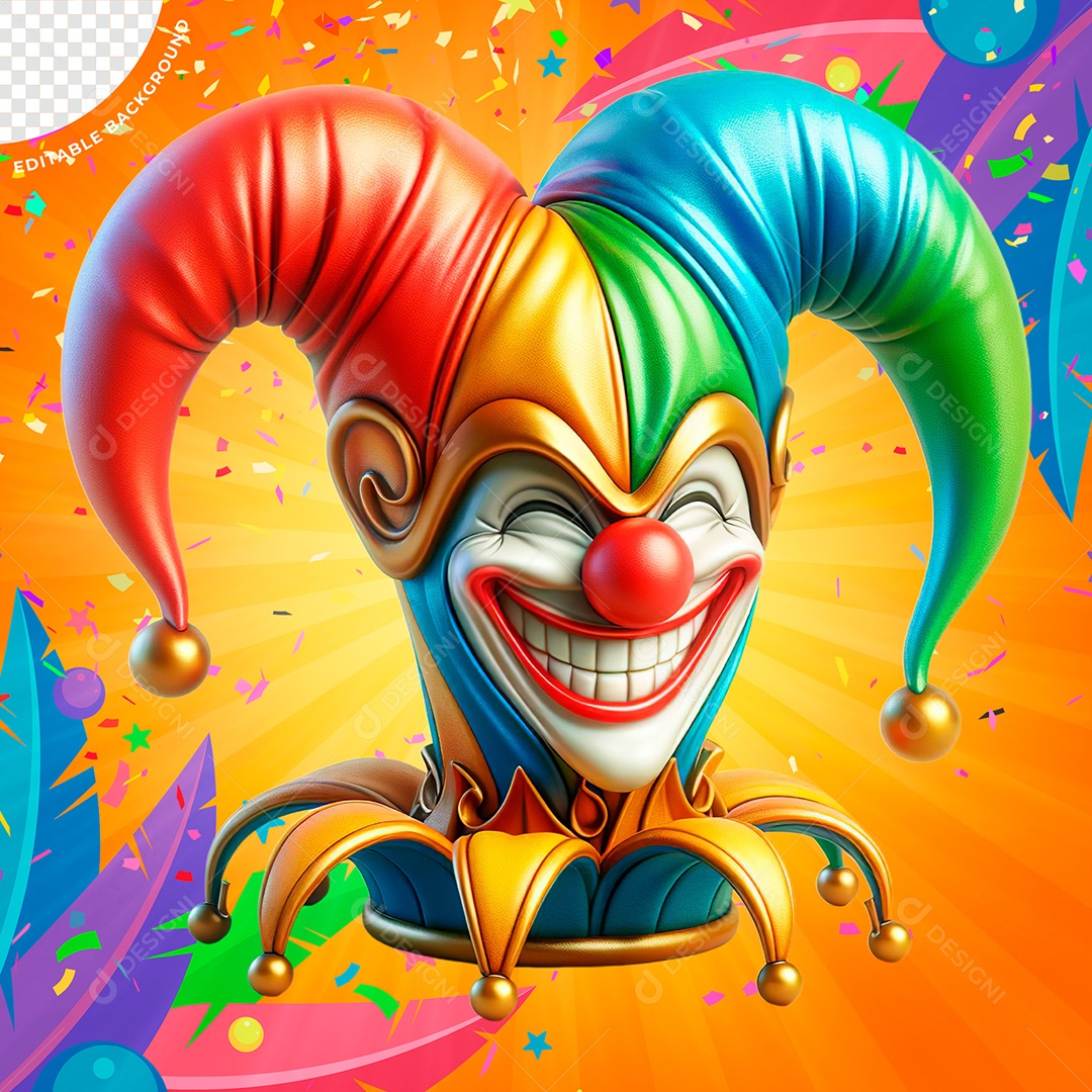 Bobo Elemento 3D de Carnaval para Composição PSD