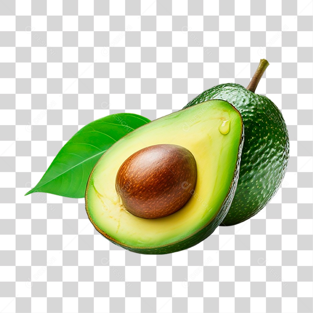 Abacate Cortado ao Meio PNG Transparente