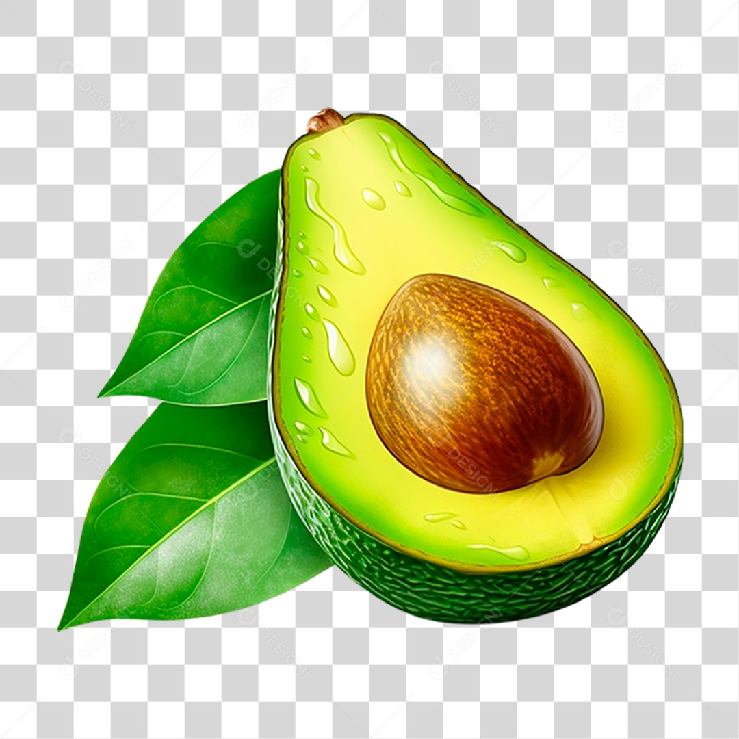 Abacate Cortado ao Meio PNG Transparente