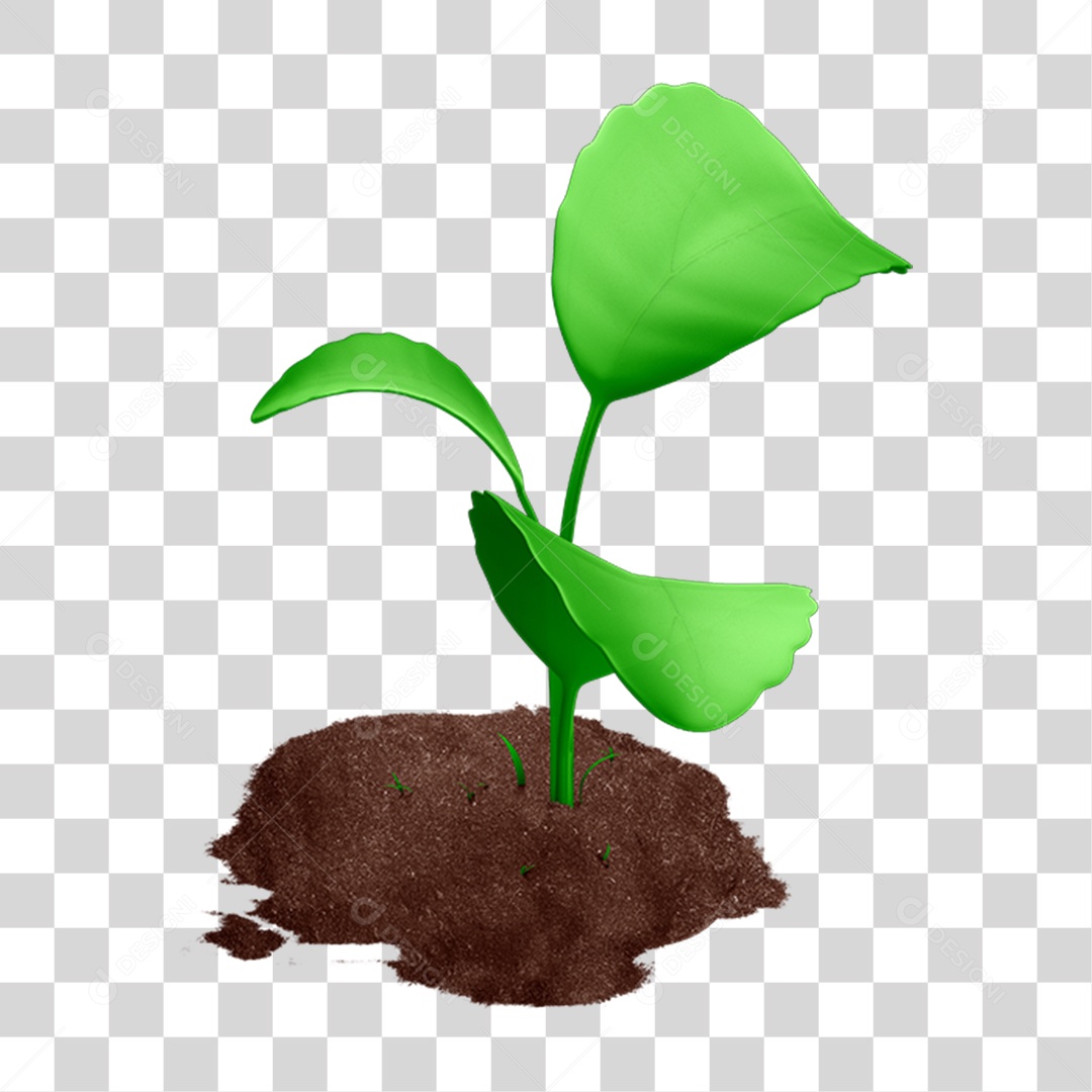 Elemento 3D Muda de Planta PNG Transparente