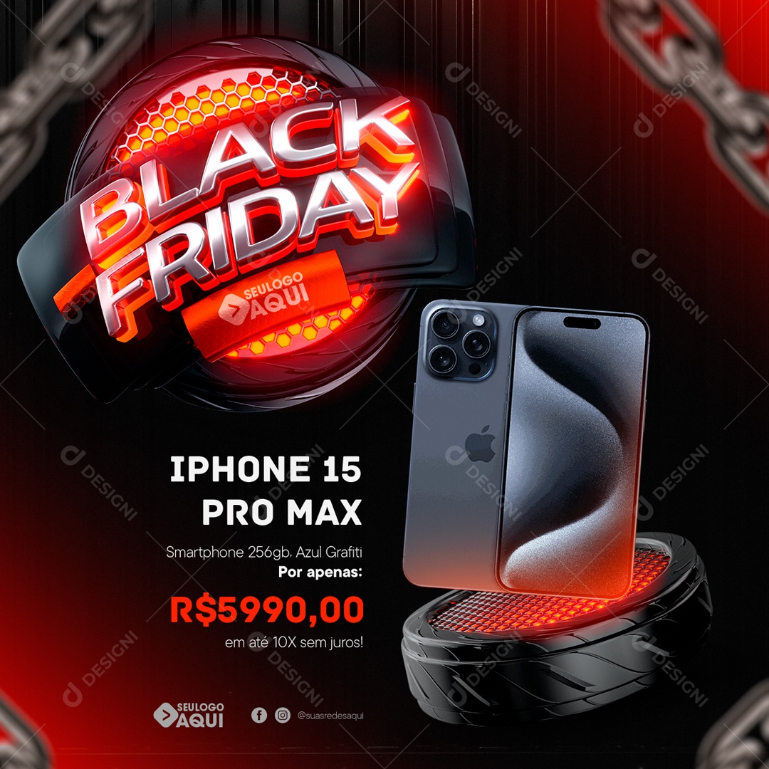 Social Media Black Friday IPhone 15 Pro Max PSD Editável