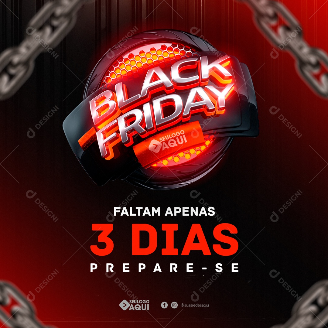 Social Media Black Friday Faltam Apenas 3 Dias PSD Editável