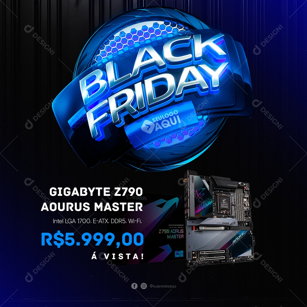 Social Media Black Friday Gigabyte Z790 PSD Editável