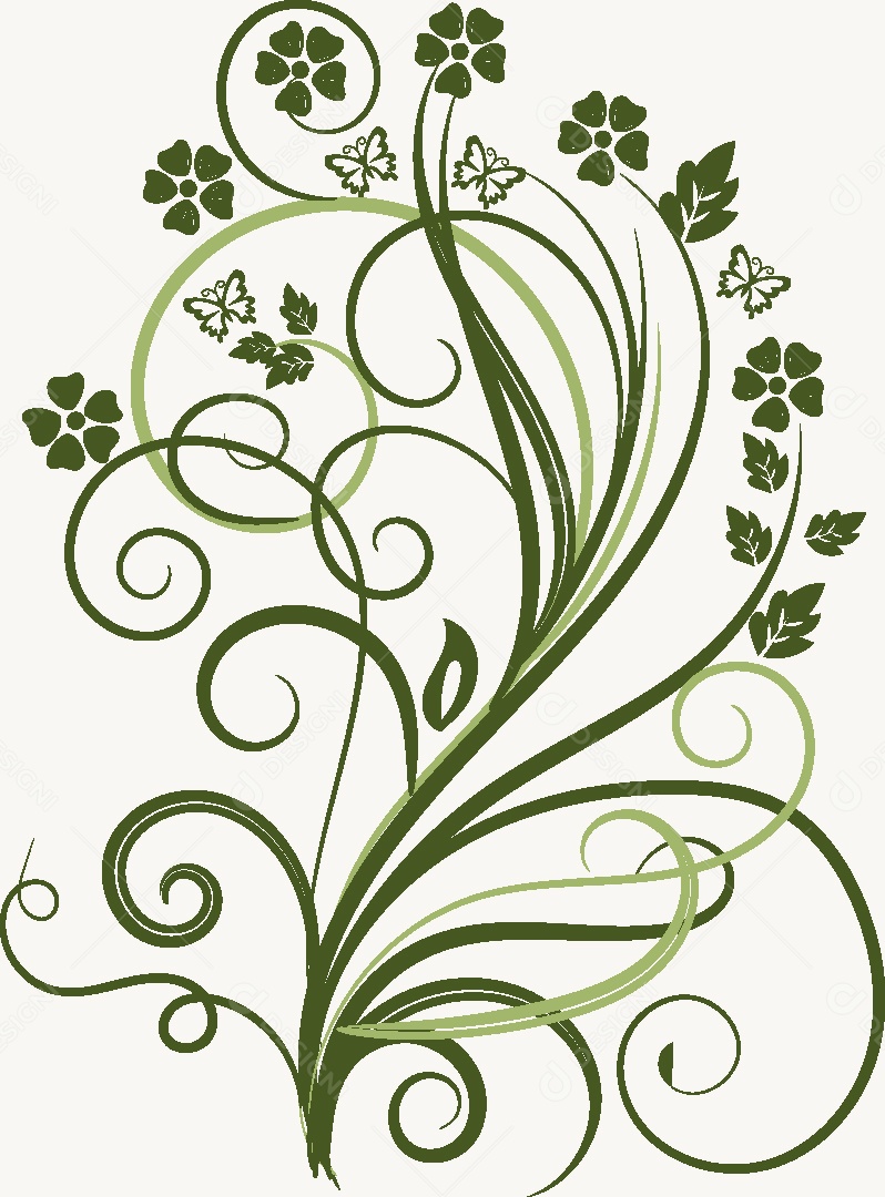 Desenhos Florais Feito a Mão Vetor EPS