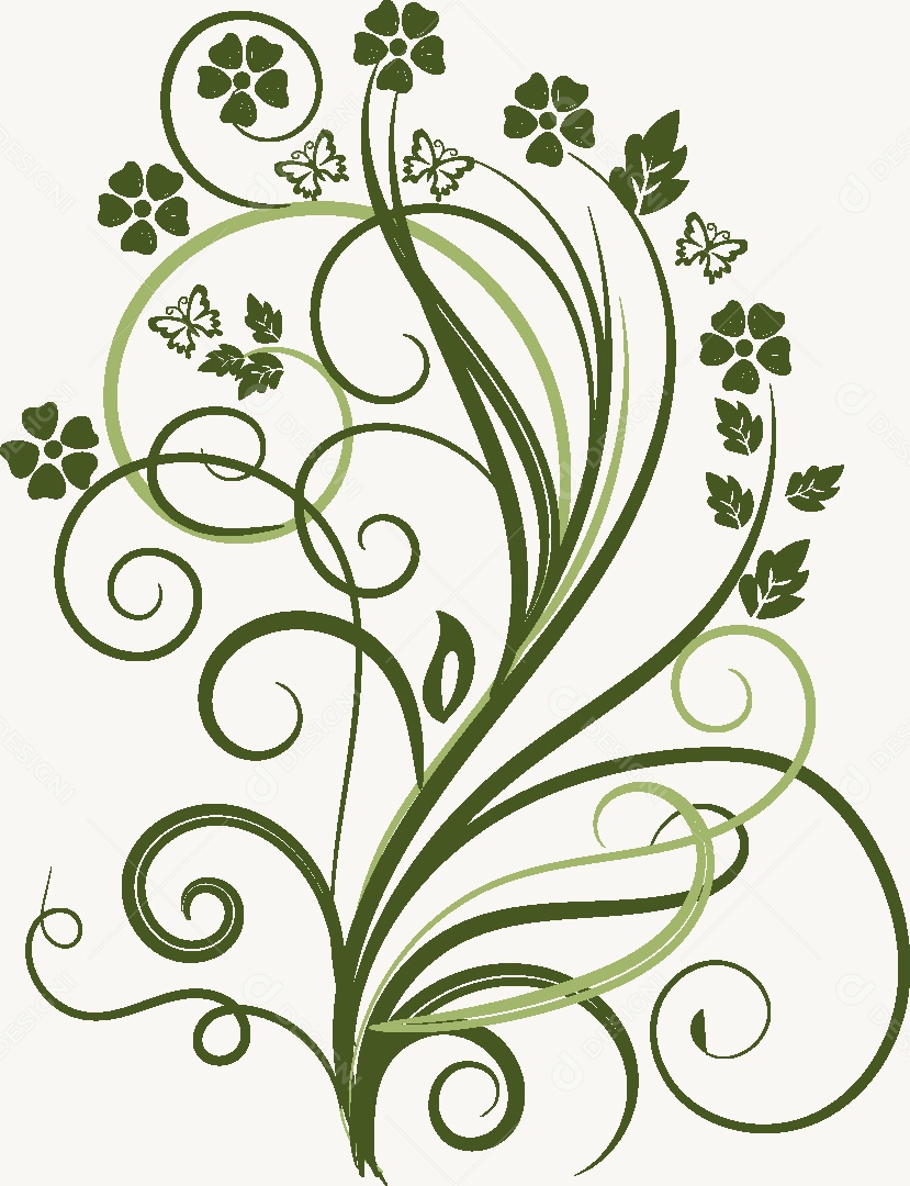 Desenhos Florais Feito a Mão Vetor EPS