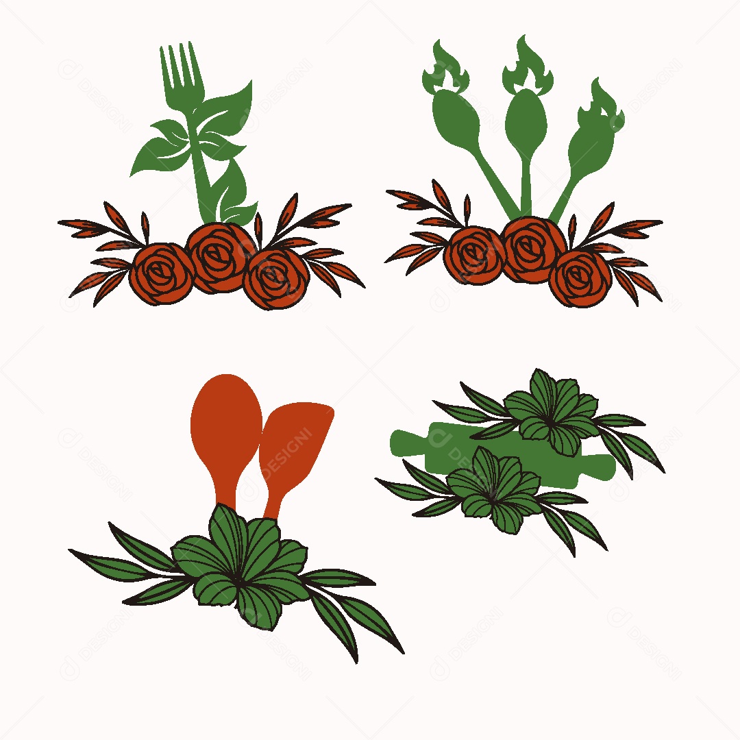 Conjunto de Ícones de Refeições Ilustração Vetor EPS