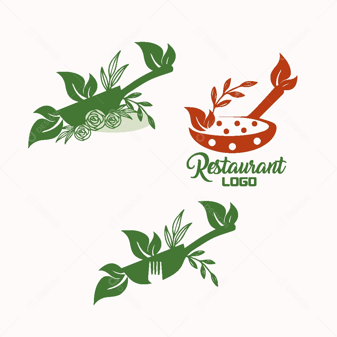 Conjunto de Logos de Restaurante Ilustração Vetor EPS