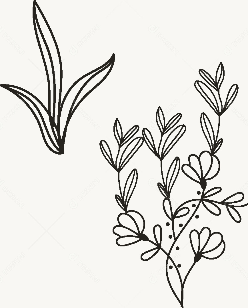 Desenhos Florais Feito a Mão Vetor EPS