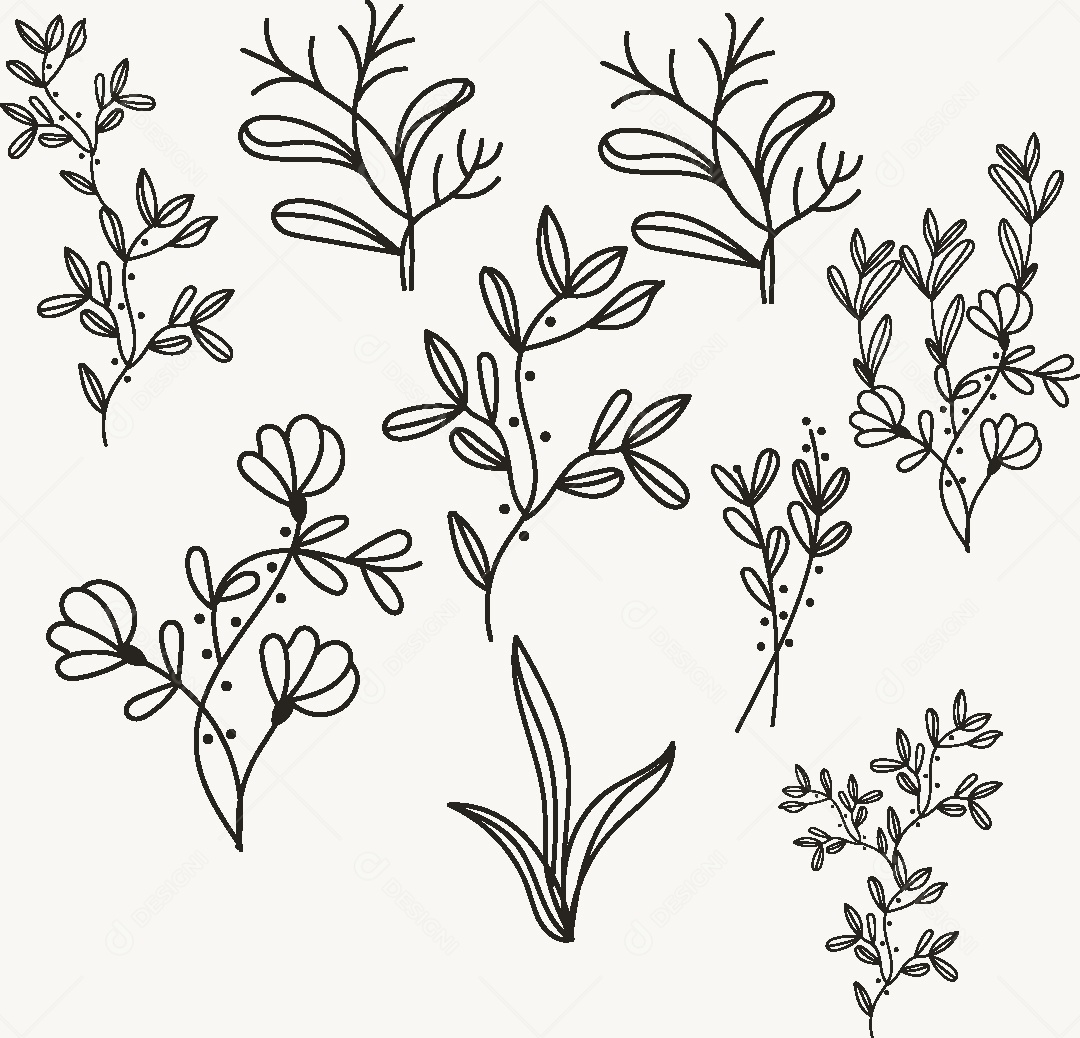 Desenhos de Flores Feito a Mão Vetor EPS