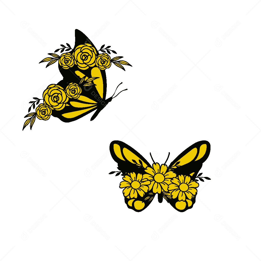 Desenho de Borboletas Ilustração Vetor EPS