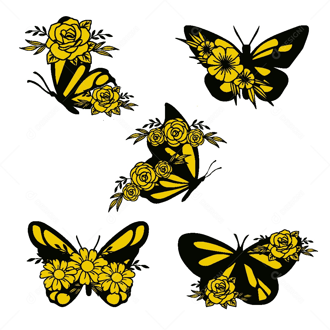 Desenho de Borboletas Ilustração Vetor EPS