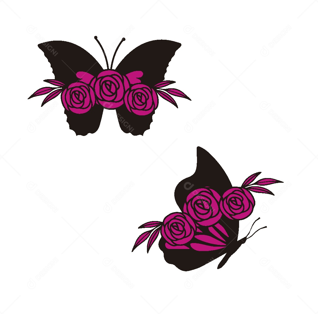 Desenho de Borboletas Ilustração Vetor EPS