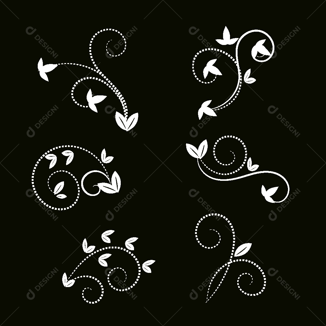 Conjunto de Desenhos Florais Vetor EPS