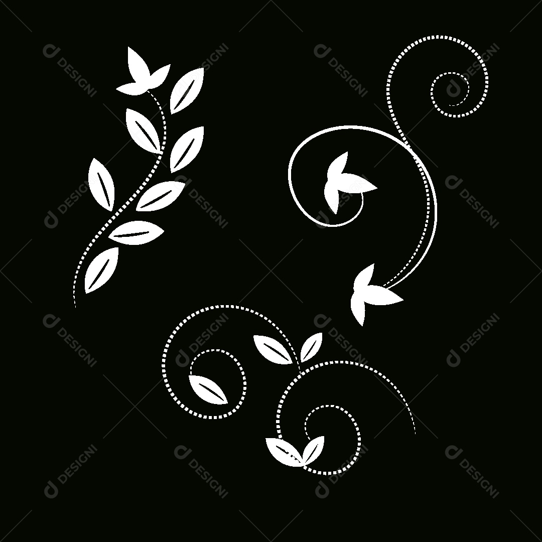 Conjunto de Desenhos Florais Vetor EPS