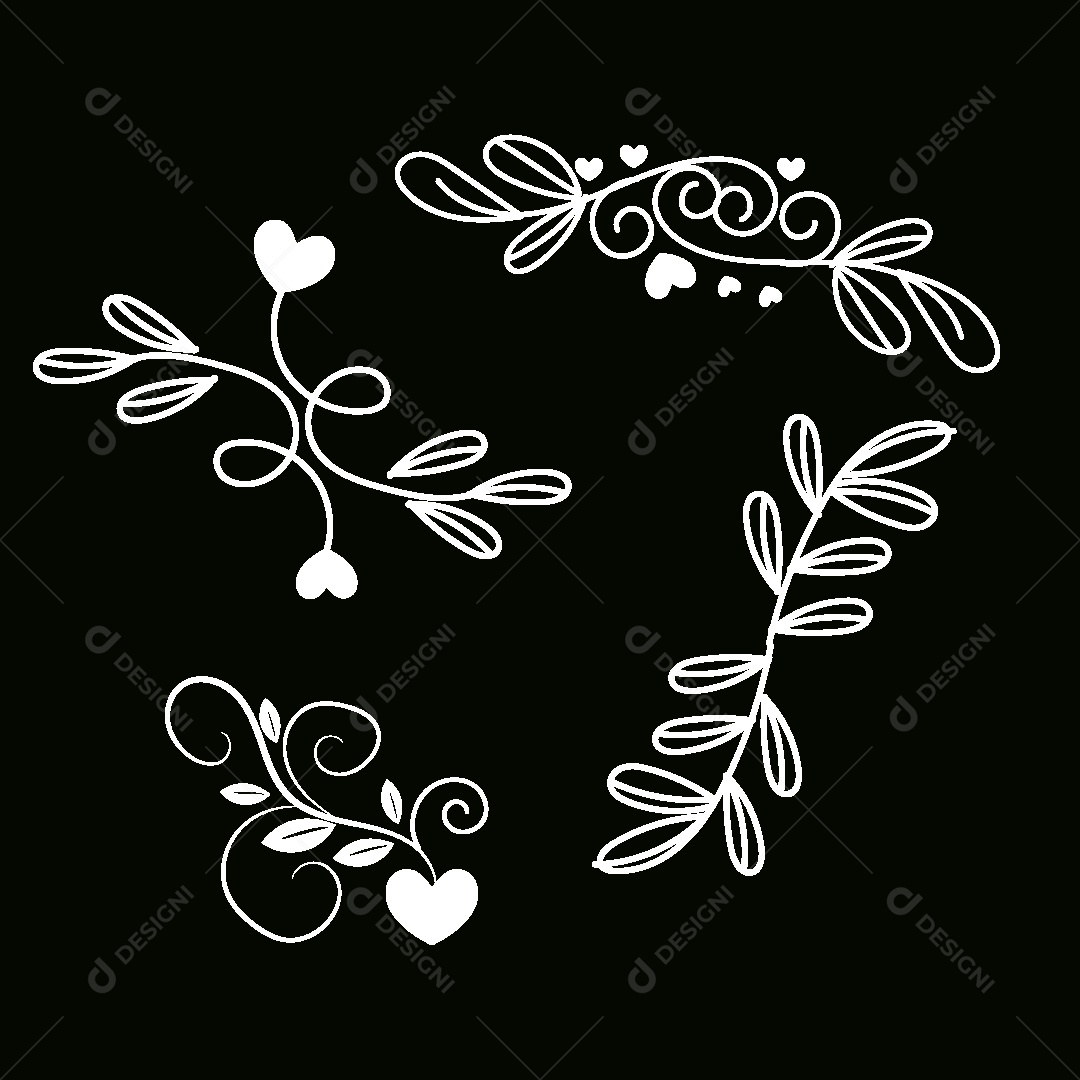 Conjunto de Desenhos Florais Vetor EPS