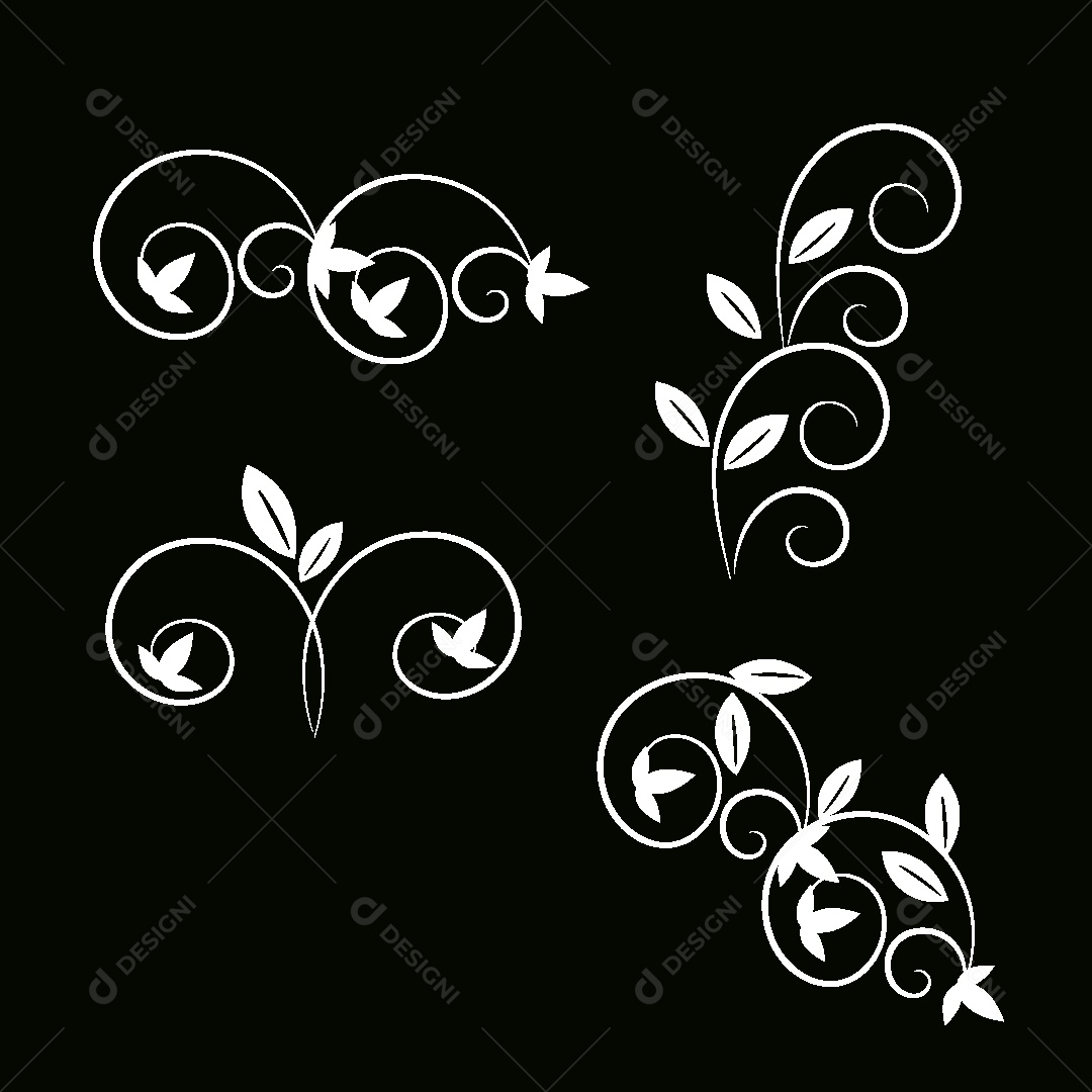 Conjunto de Desenhos Florais Vetor EPS