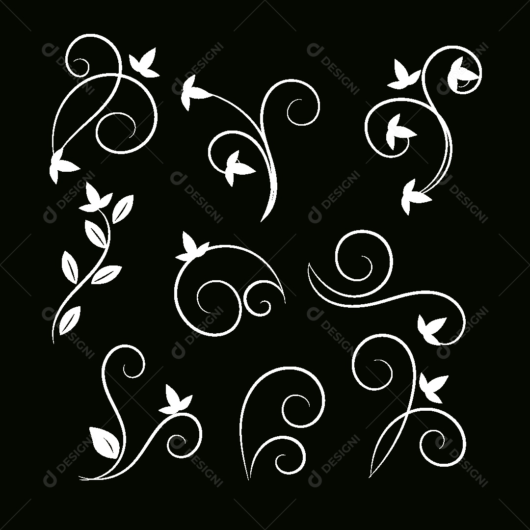 Conjunto de Desenhos Florais Vetor EPS