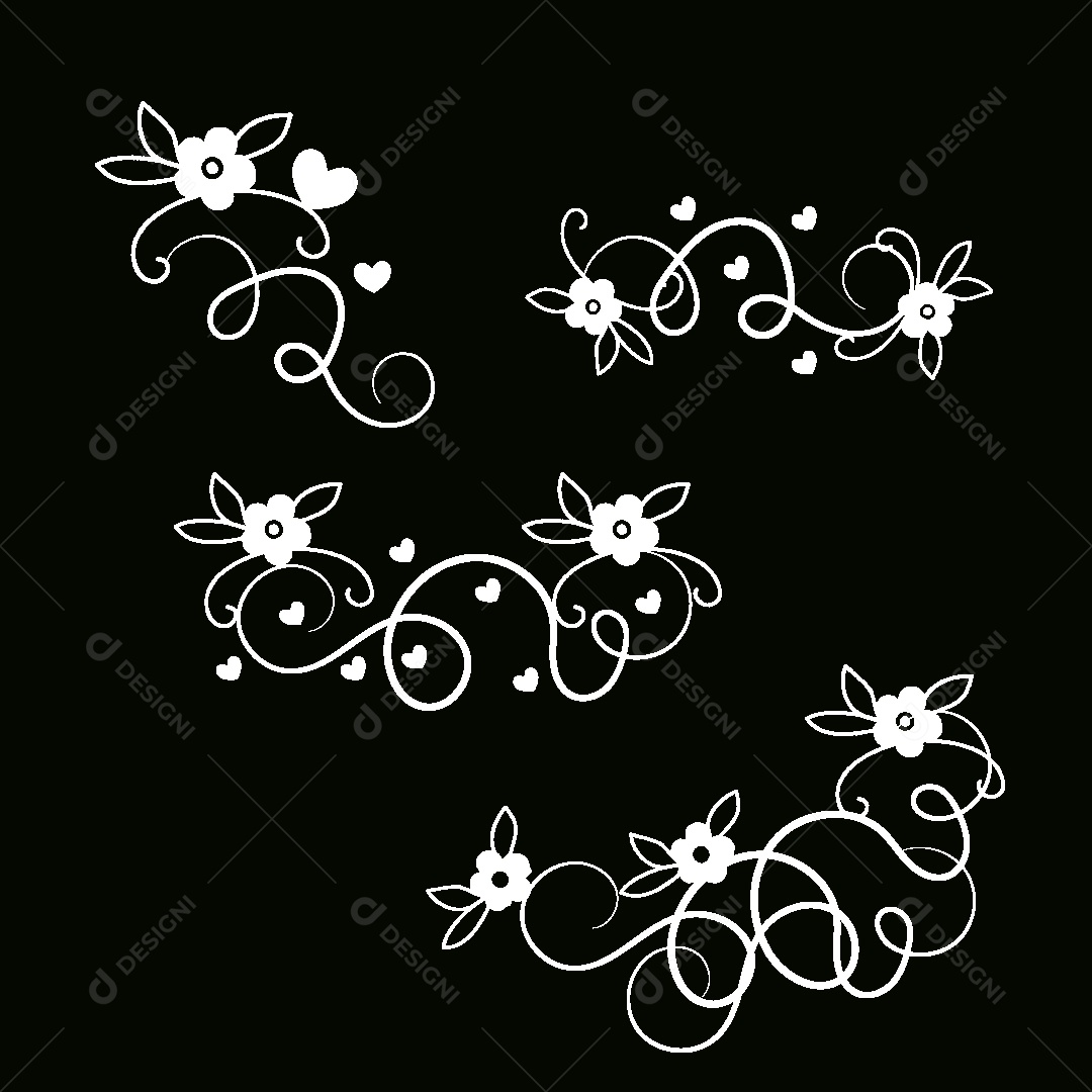 Conjunto de Desenhos Florais Vetor EPS