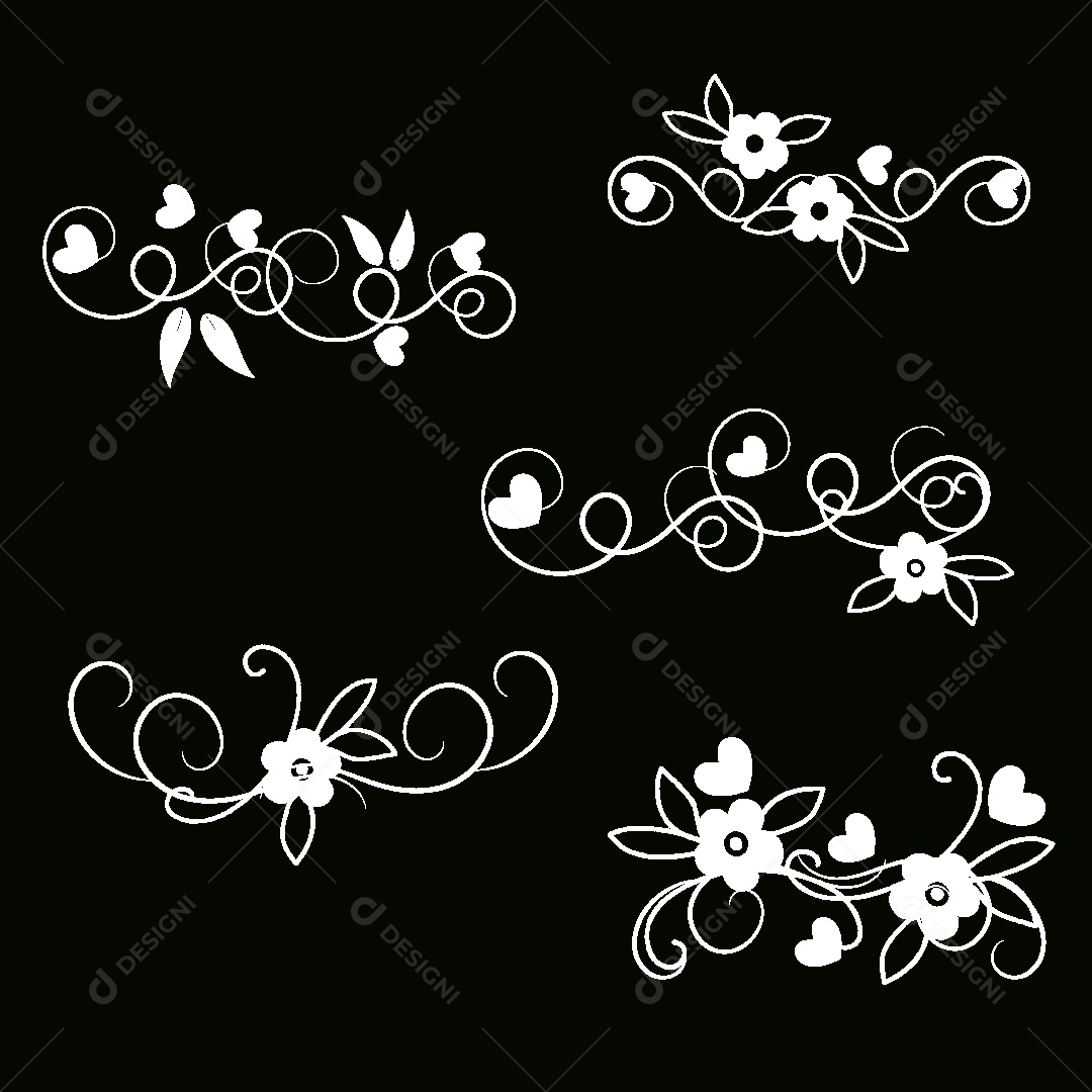 Conjunto de Desenhos Florais Vetor EPS
