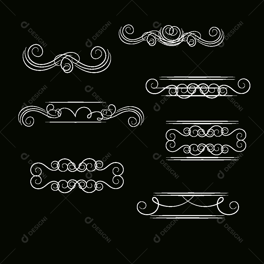 Conjunto de Bordas Vintage Ilustração Vetor EPS