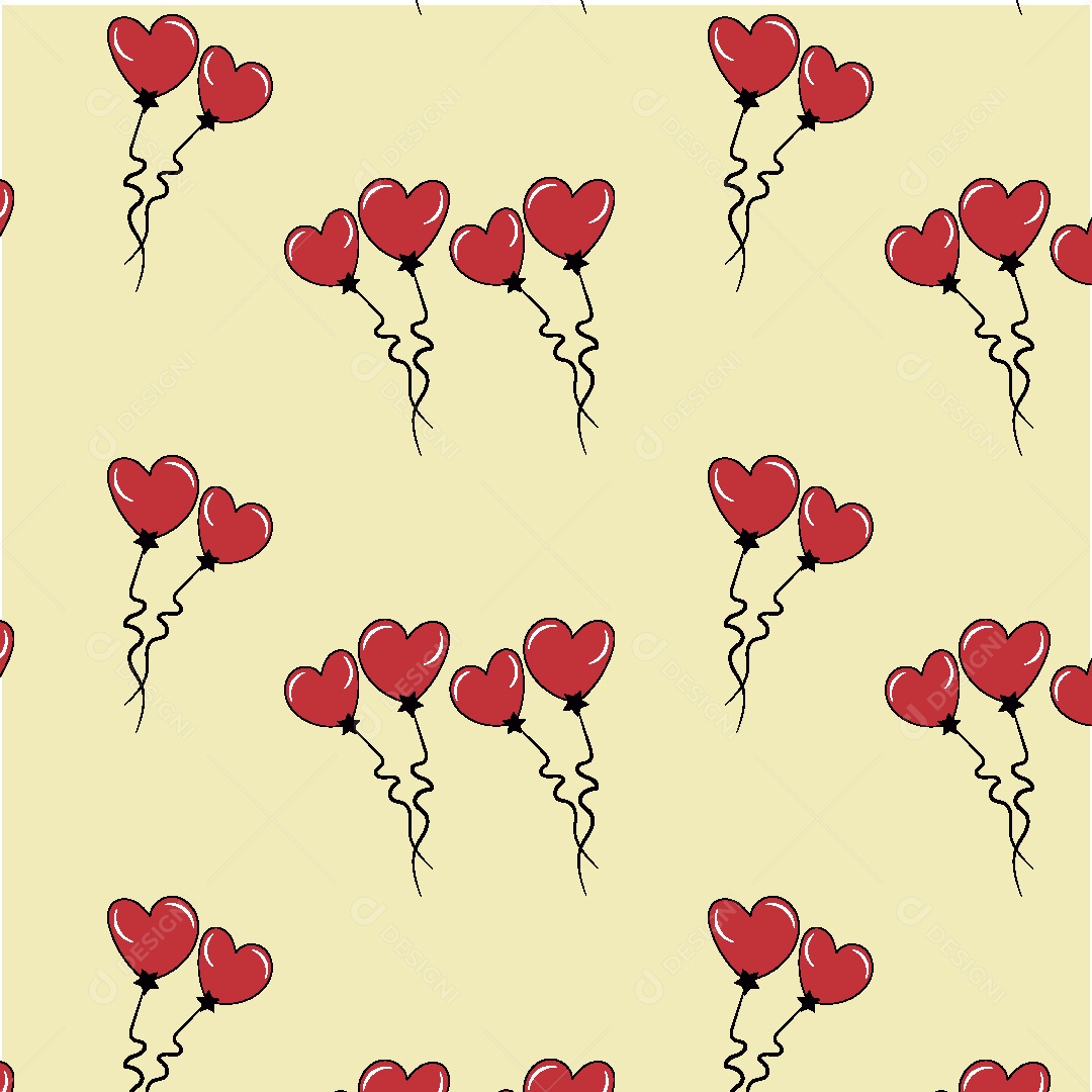 Padrão de Balões de Corações Ilustração Vetor EPS