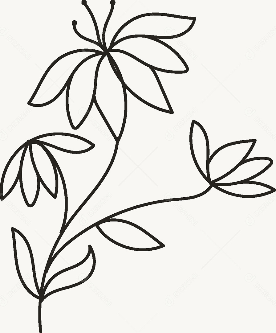 Desenho de Flores Feito a Mão Vetor EPS