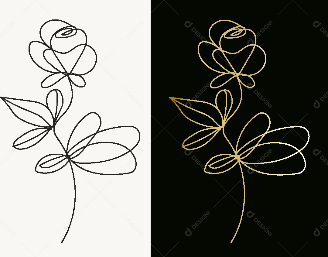 Desenho de Flores Feito a Mão Vetor EPS