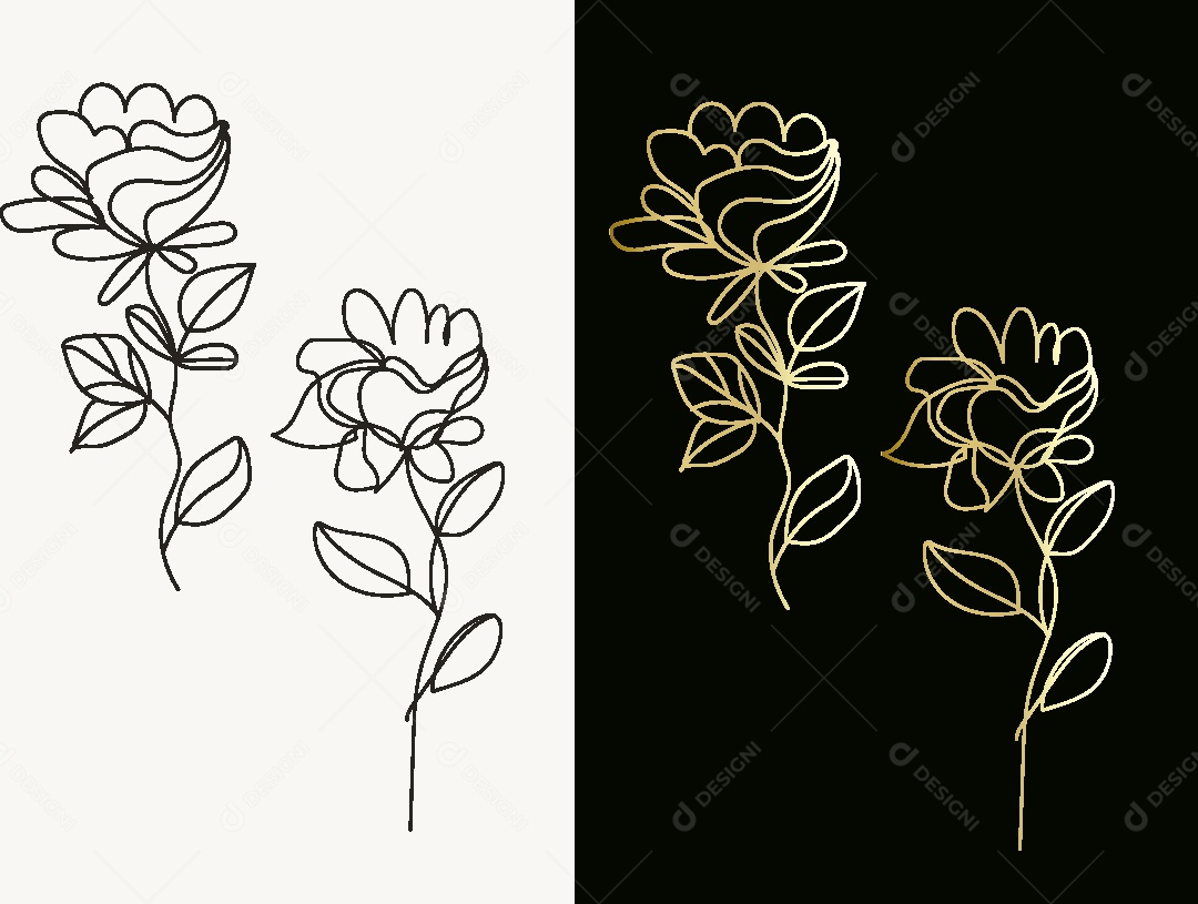 Desenho de Flores Feito a Mão Vetor EPS