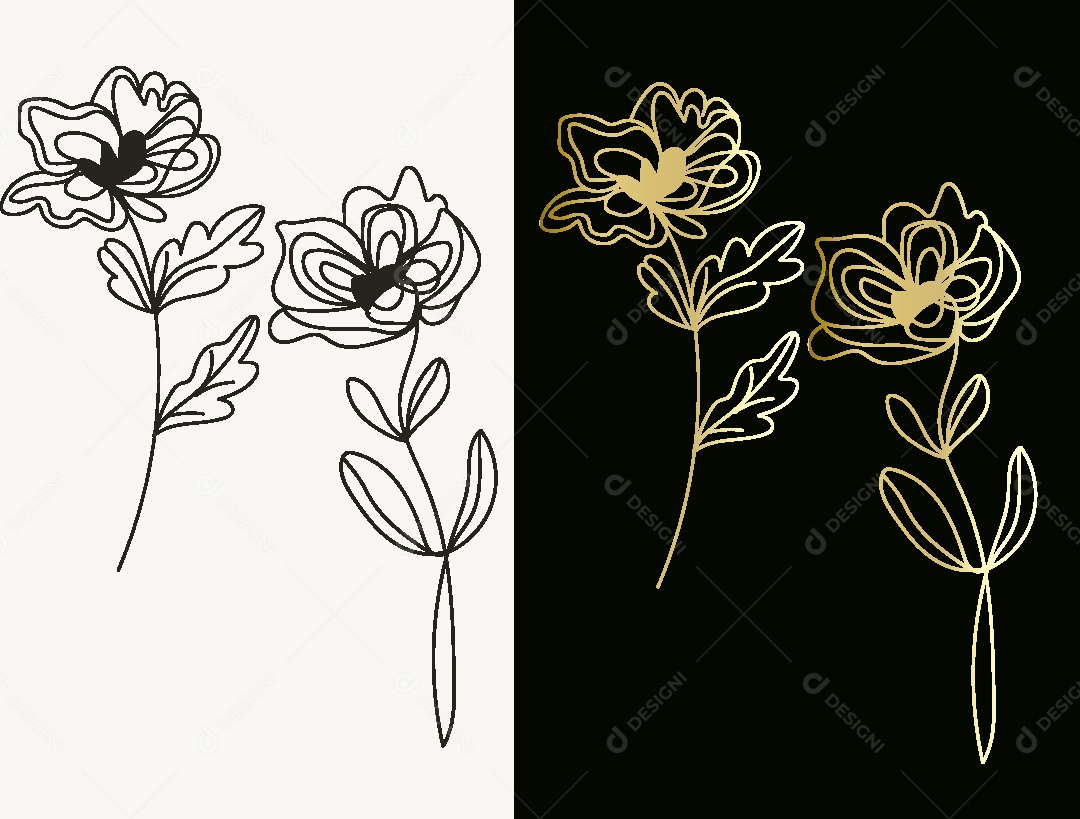 Desenho de Flores Feito a Mão Vetor EPS