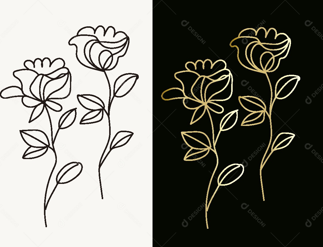 Desenho de Flores Feito a Mão Vetor EPS