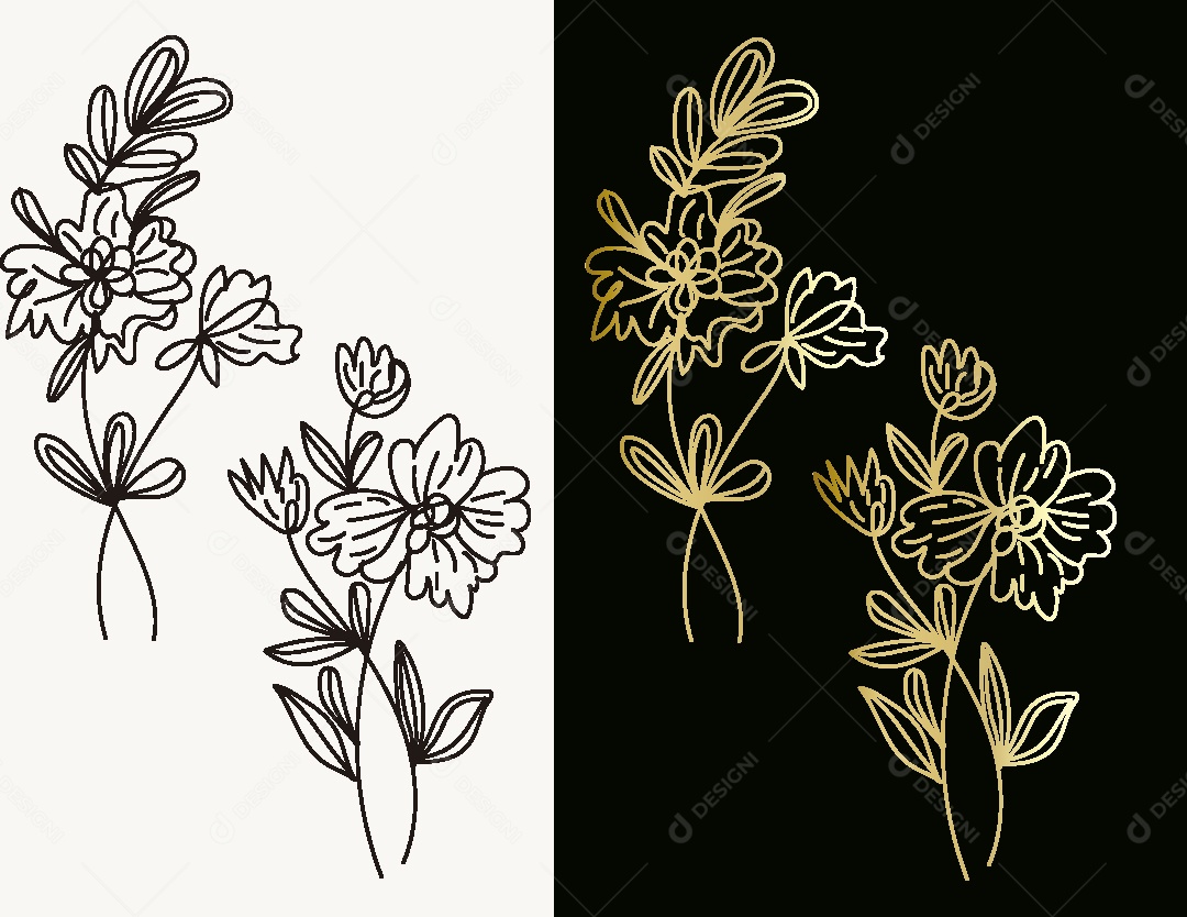 Desenho de Flores Feito a Mão Vetor EPS