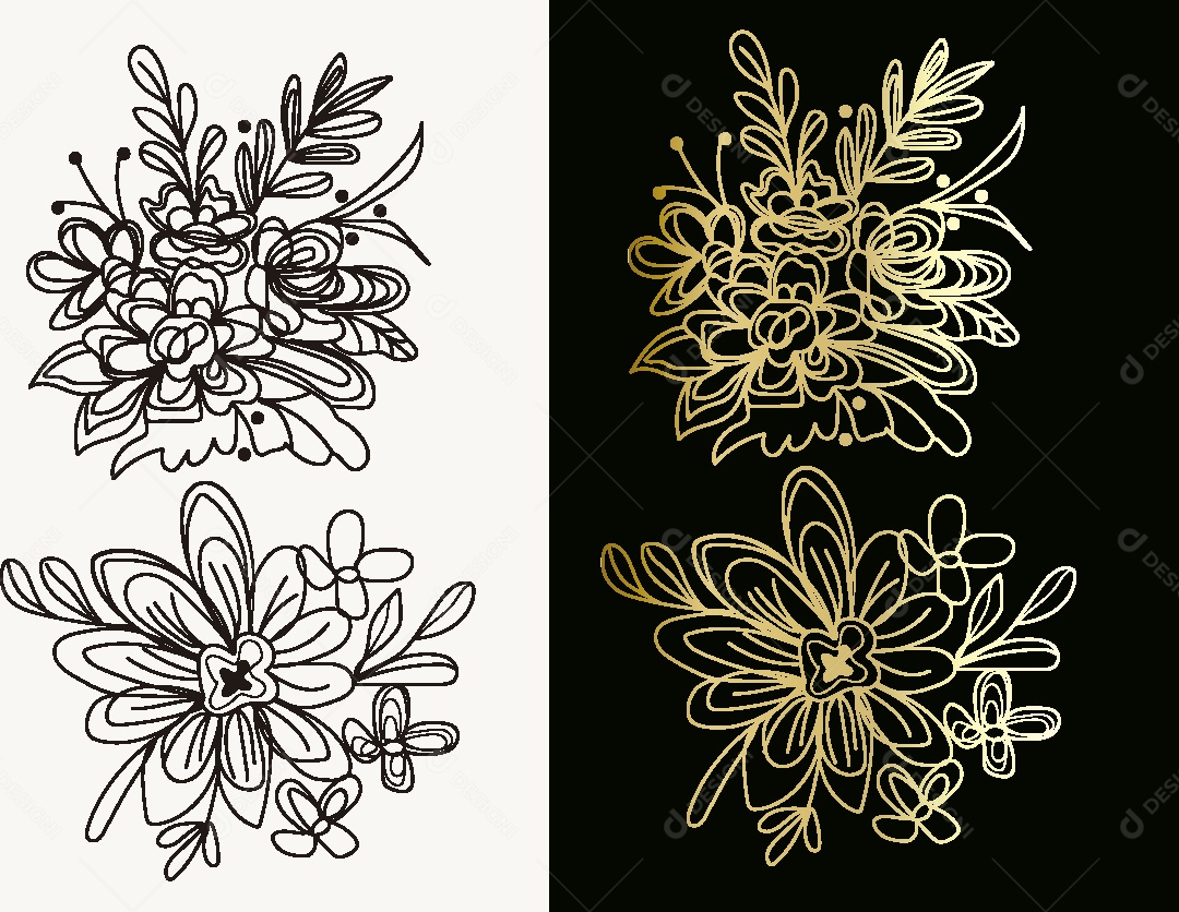 Desenho de Flores Feito a Mão Vetor EPS