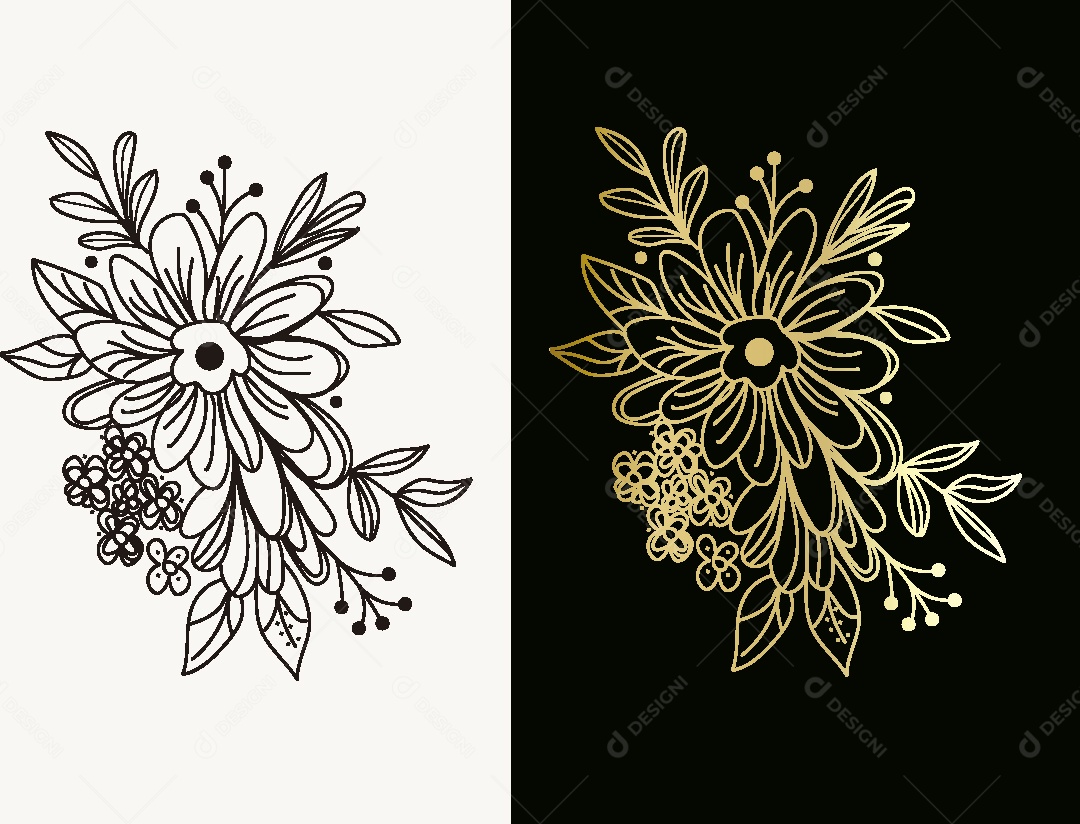 Desenho de Flores Feito a Mão Vetor EPS