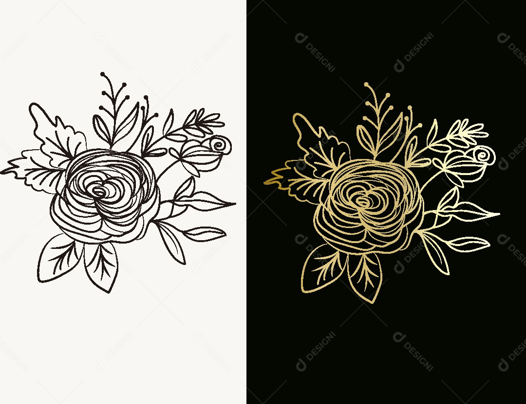 Desenho de Flores Feito a Mão Vetor EPS