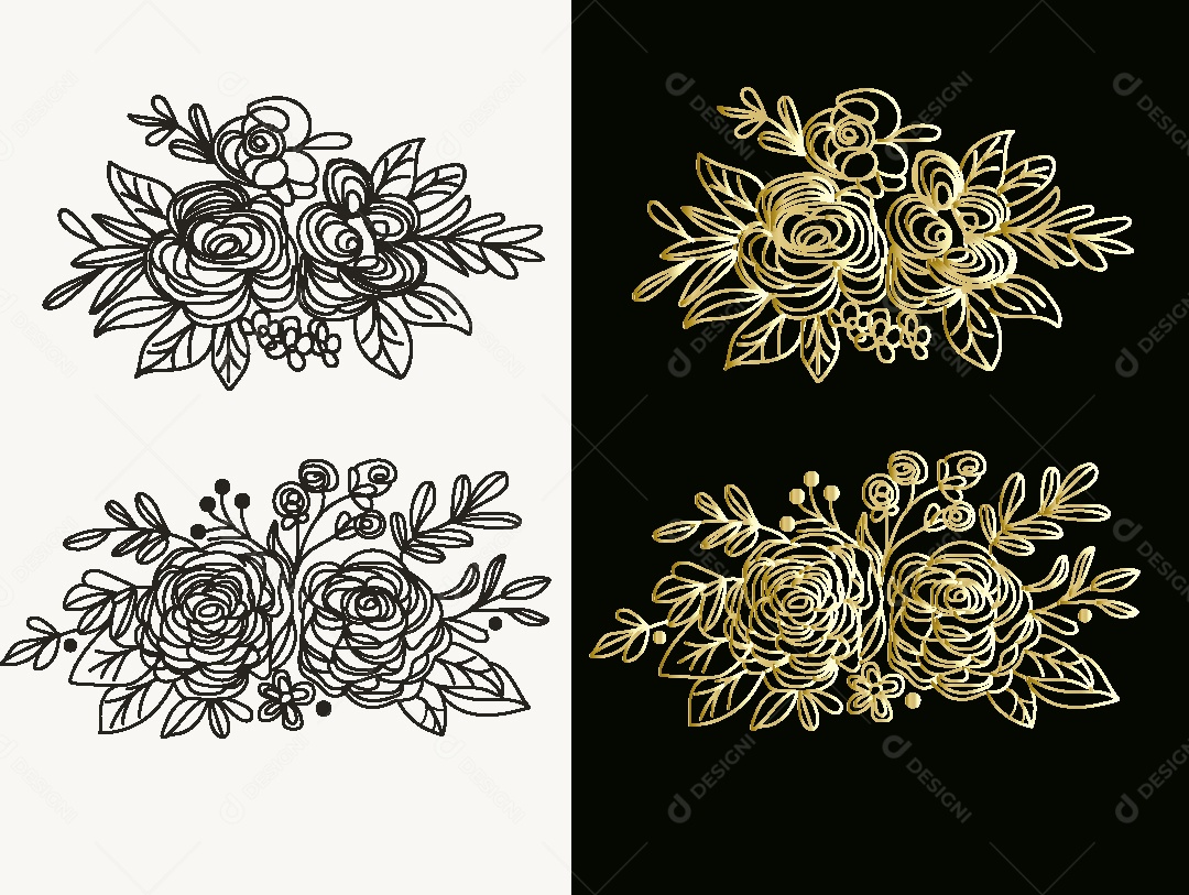 Desenho de Flores Feito a Mão Vetor EPS