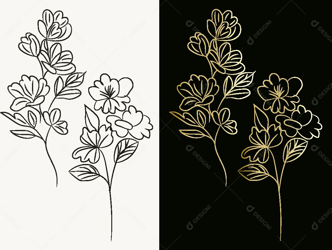 Desenho de Flores Feito a Mão Vetor EPS