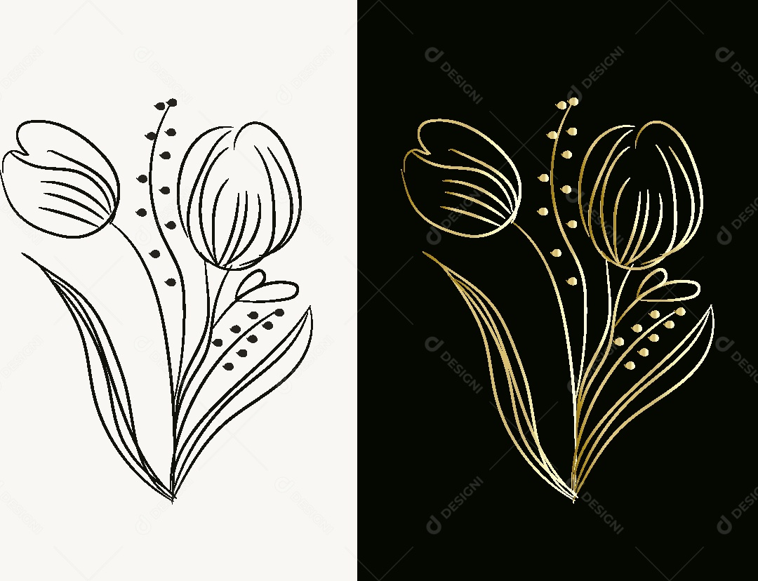 Desenho de Flores Feito a Mão Vetor EPS