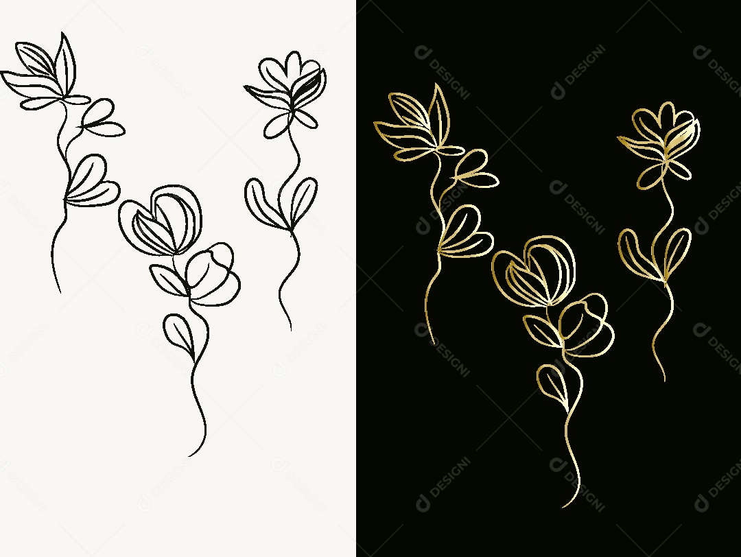 Desenho de Flores Feito a Mão Vetor EPS