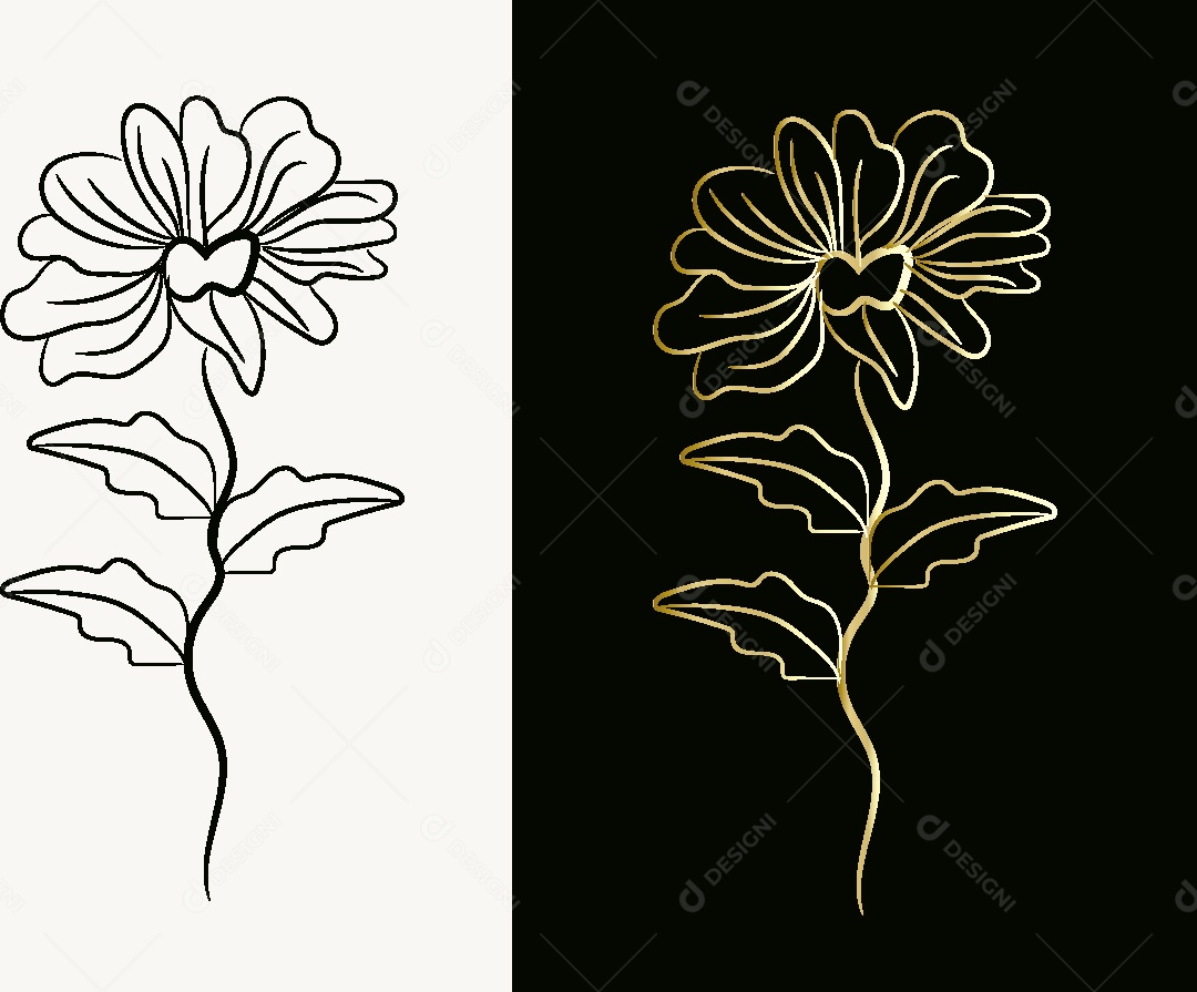 Desenho de Flores Feito a Mão Vetor EPS