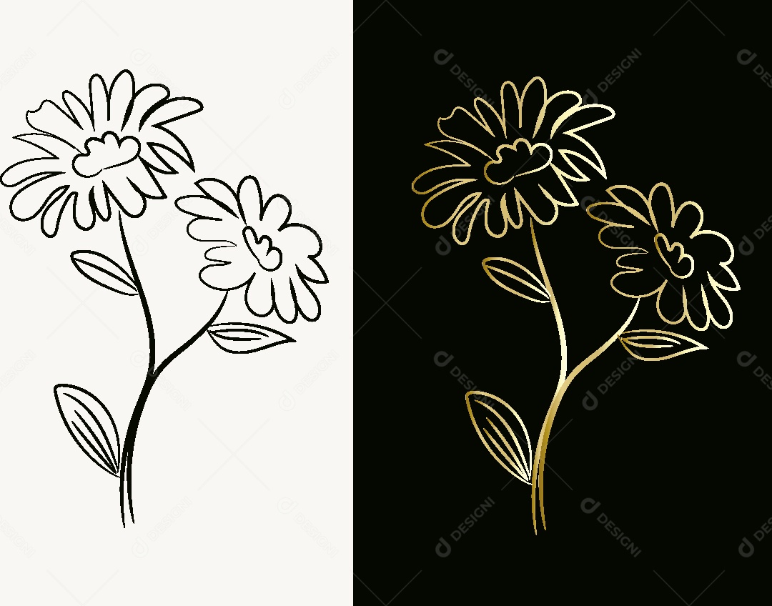 Desenho de Flores Feito a Mão Vetor EPS