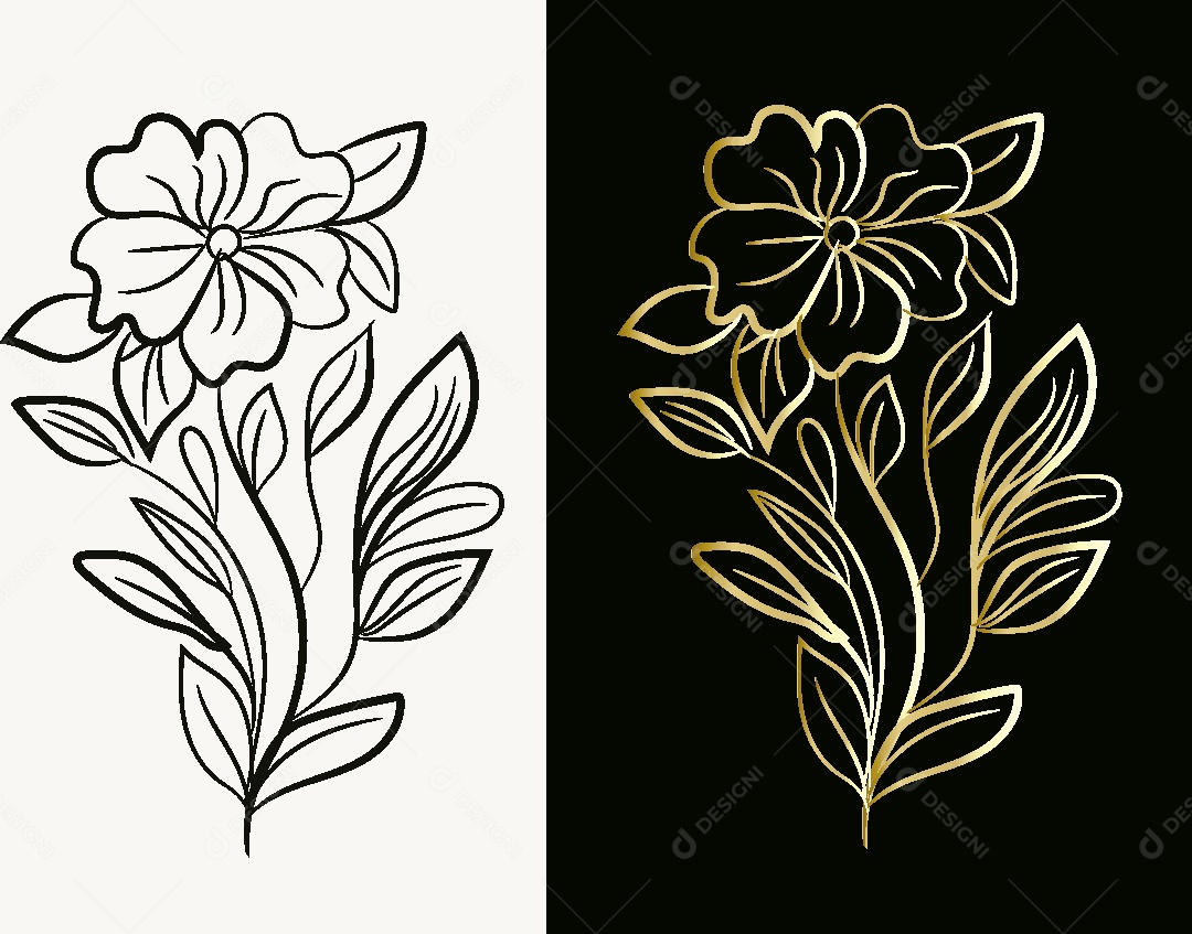 Desenho de Flores Feito a Mão Vetor EPS