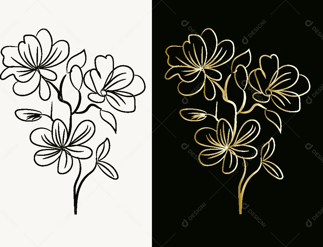 Desenho de Flores Feito a Mão Vetor EPS