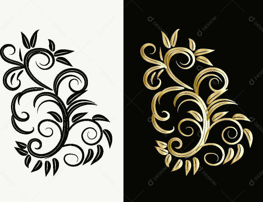 Desenho de Folhas Feito a Mão Vetor EPS