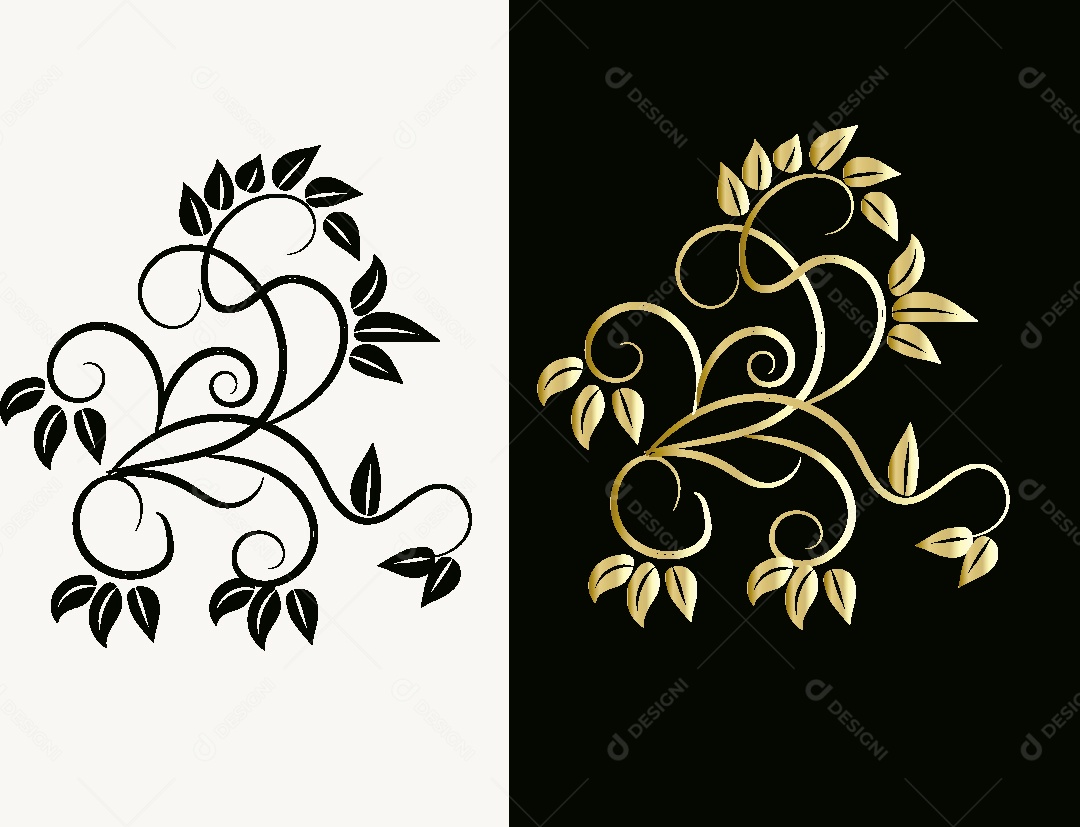 Desenho de Folhas Feito a Mão Vetor EPS